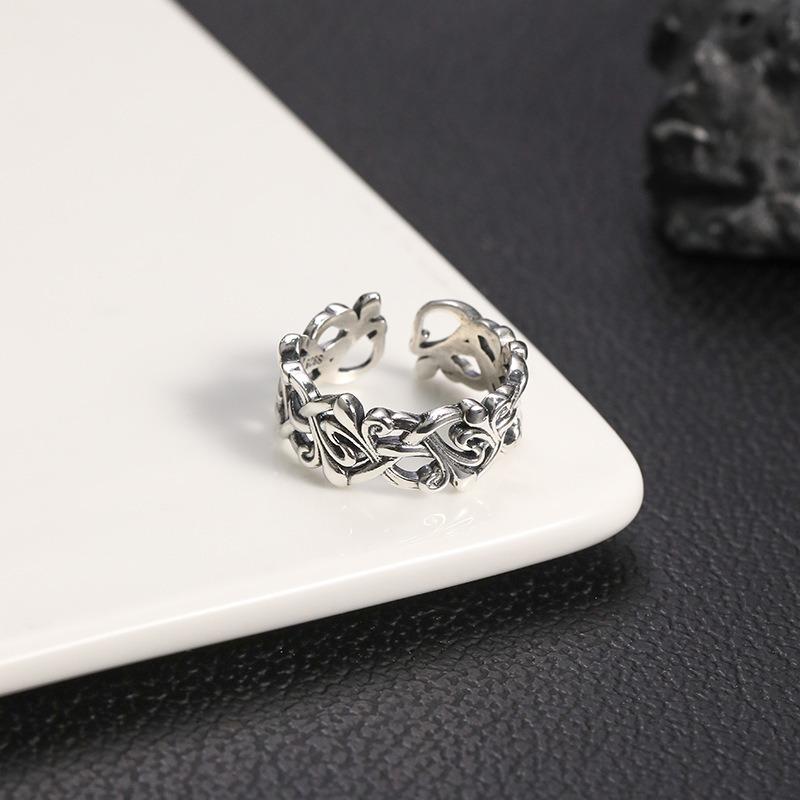 Inel la modă cu floare în cruce pentru bărbați și femei, inel de deschidere personalizat pentru cuplu în stil retro european și american