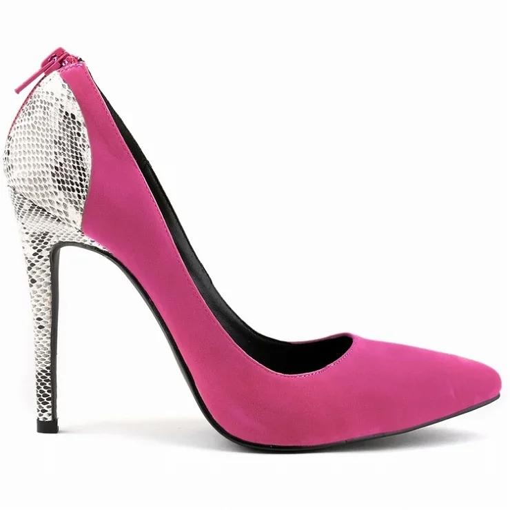 Nové dámské lodičky Sexy 11cm špičatá špička Vysoké podpatky Sametový hadí vzor Zip Dámské lodičky Černé Červené Párty Svatba Boty