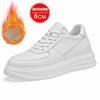 8cm Elevator Shoes Men Lifting Board Shoes White Platform Taller Sneakers Hidden Height Enhancing Increase Sports Casual Shoes