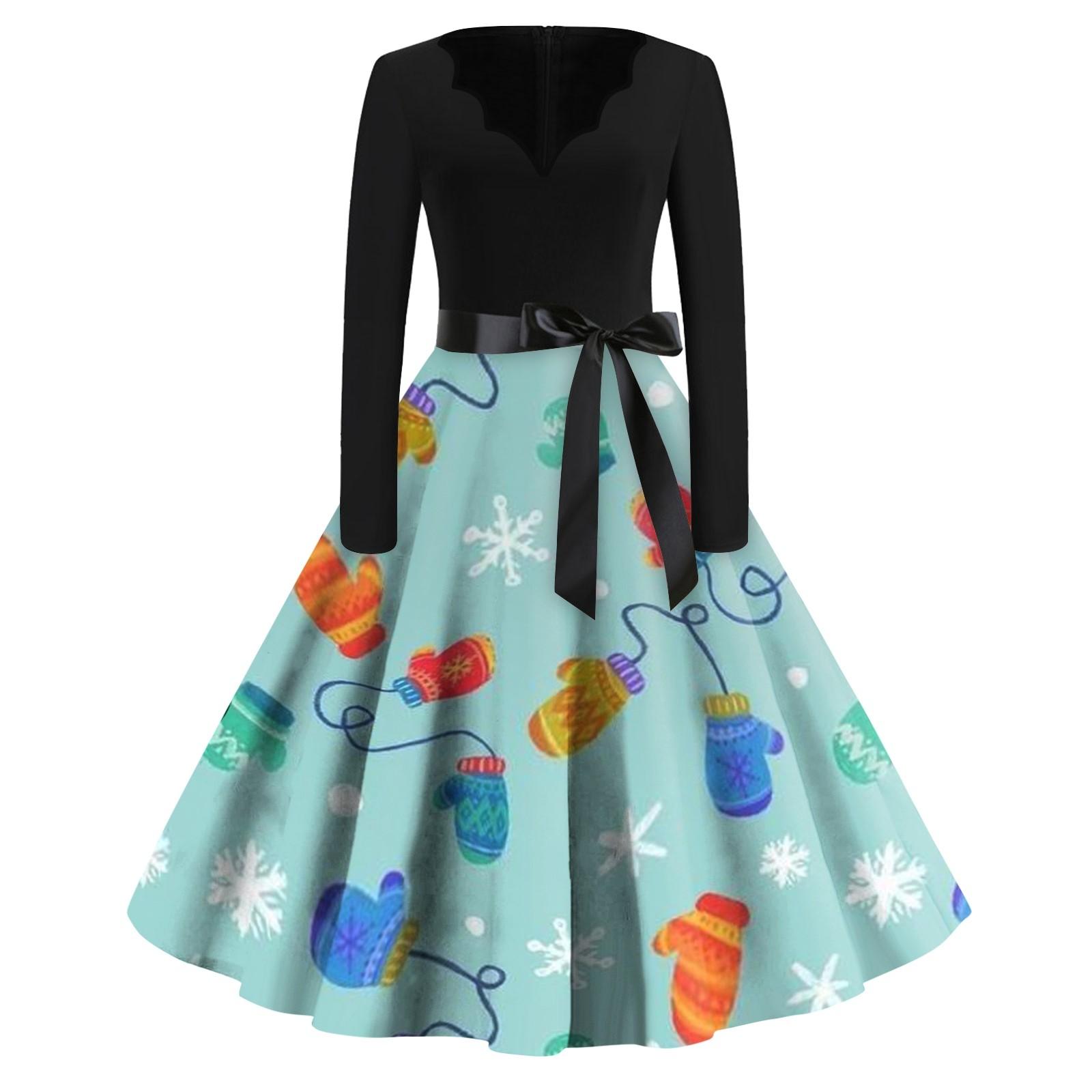 Женское повседневное модное длинное платье с V-образным вырезом и длинным рукавом — фото 5