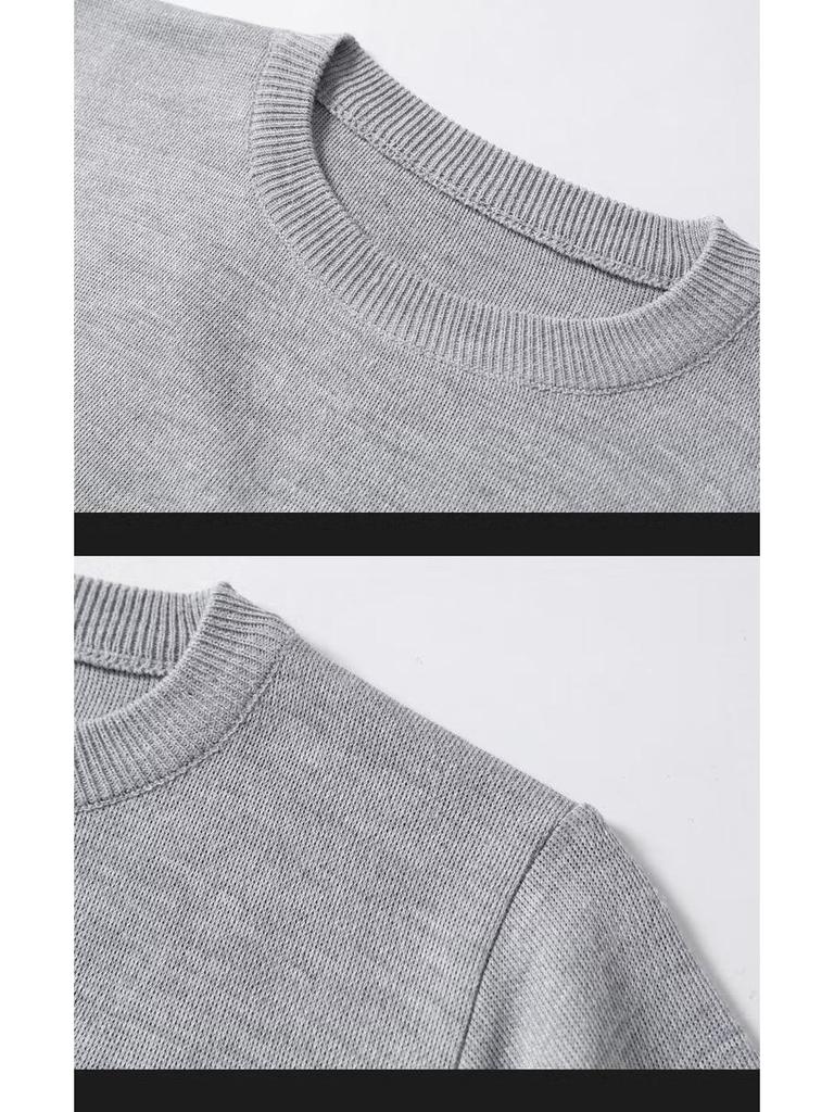 Herren Schlank geschnittener Rundhals Pullover aus Strick - Lässiger einfarbiger Pullover mit langen Ärmeln für Herbst & Winter