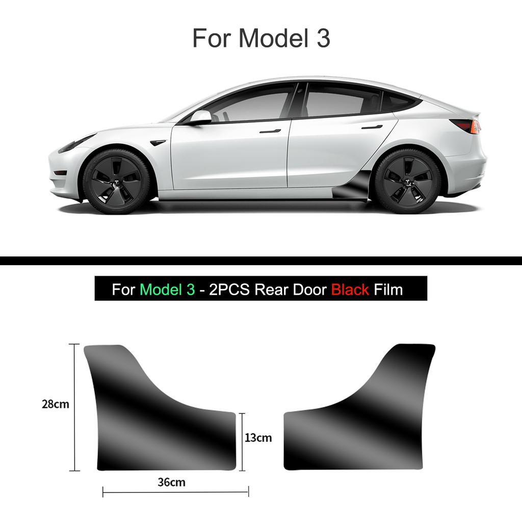 Black TPU Car Body Protective Film Invisible For Tesla Model 3/Y 2017-2025 Front Rear Door Extended Transparent Car Clothing Set