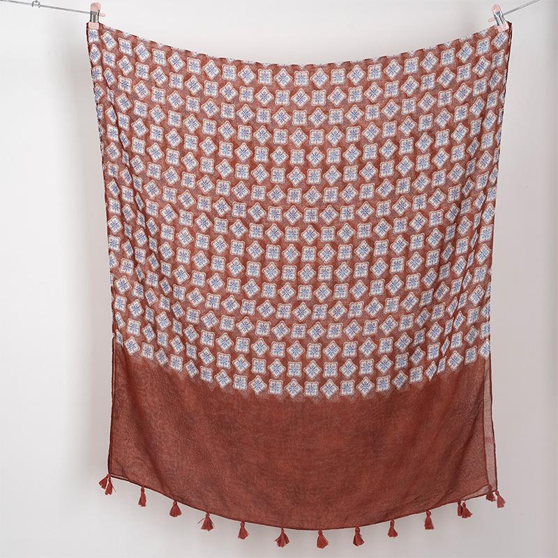 Spain Lovely Branch Floral Tassel Viscose Shawl Scarf High Quality Wrap Pashmina Stole Bufandas Muslim Hijab Sjaal 180*90Cm