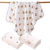 Cotton Muslin Cute Cartoon Printing Baby Swaddle Blanket Soft Breathable Newborn Baby Receiving Blanket For Infant Boys Girls