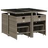 Vidaxl 9-Cz. Garden Furniture Set With Cushions, Grey, PE Rattan