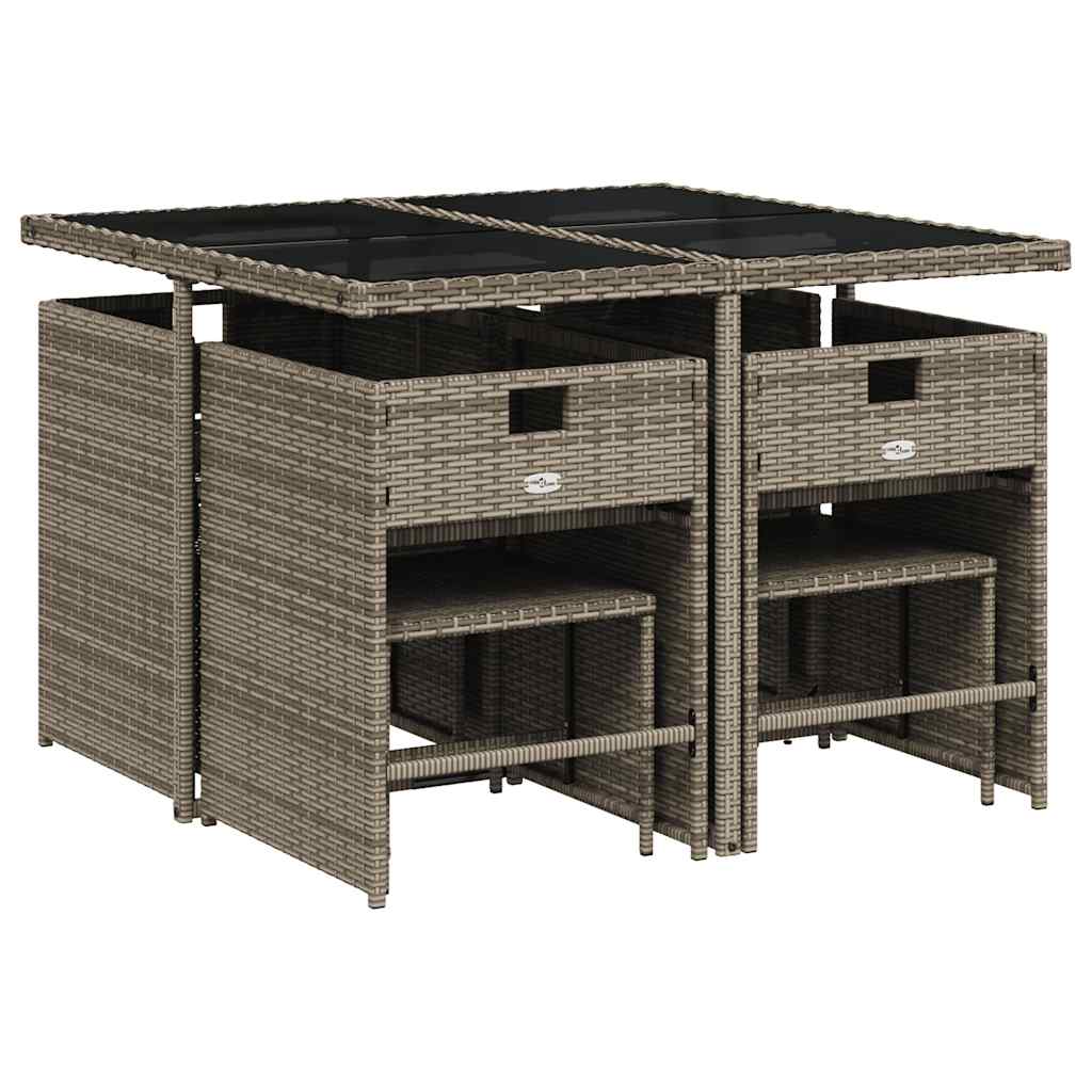 Vidaxl 9-Cz. Garden Furniture Set With Cushions, Grey, PE Rattan