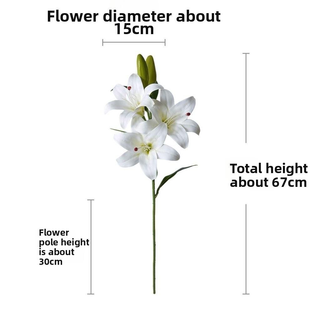 With 3pcs Flowers and 2pcs Bud Artificial Lily Flower 67cm 6 Colors Fake Flowers Dining Table Decoration Flowers Home Decoration