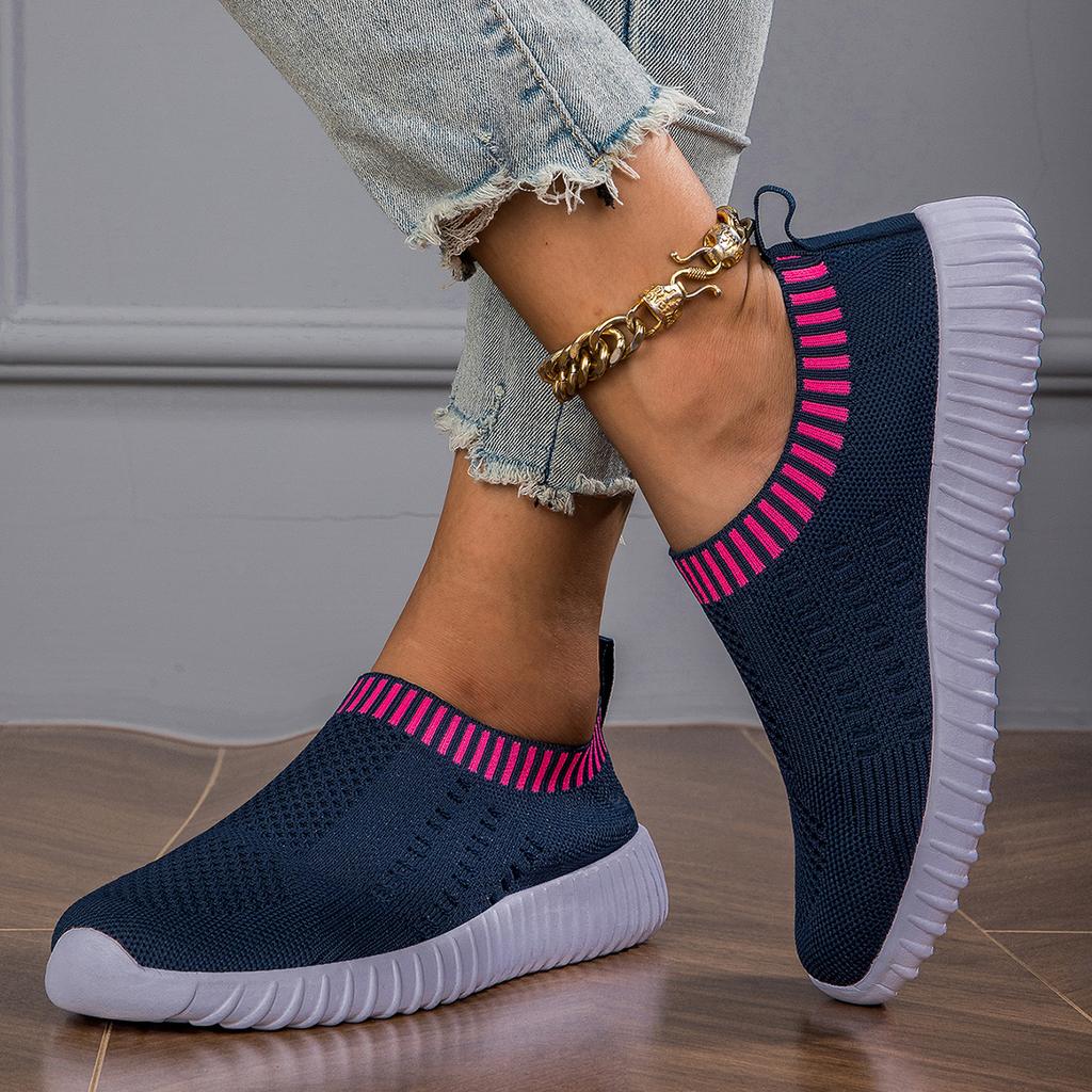 Pantofi de antrenament ușori și la modă pentru femei, plasă, plat, pantofi de alergare pentru exterior 2024, cu talpă plată și moale, pantofi de drumeție