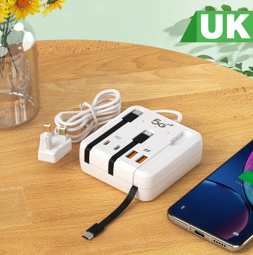 65W Multiport Type C USB Charger PD Fast Charging Wall Charger with EU/US Plug USB Hub Adapter for Quick Mobile Phone Charging