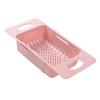 Sink Colander Strainer Basket Household Plastic Stretchable Bowl Drain Storage Rack for Kitchen Pink