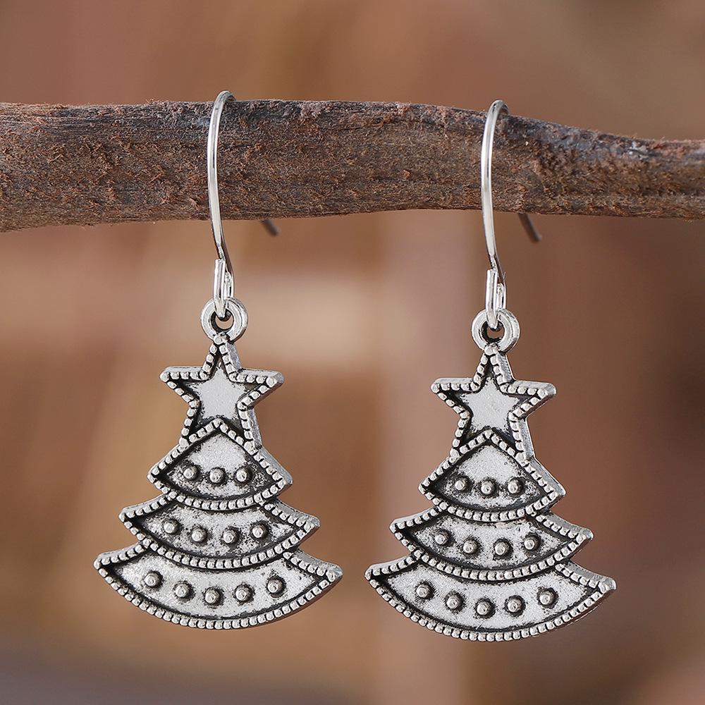 Retro Santa Claus & Reindeer Pendant Earrings - Women's Christmas Jewelry