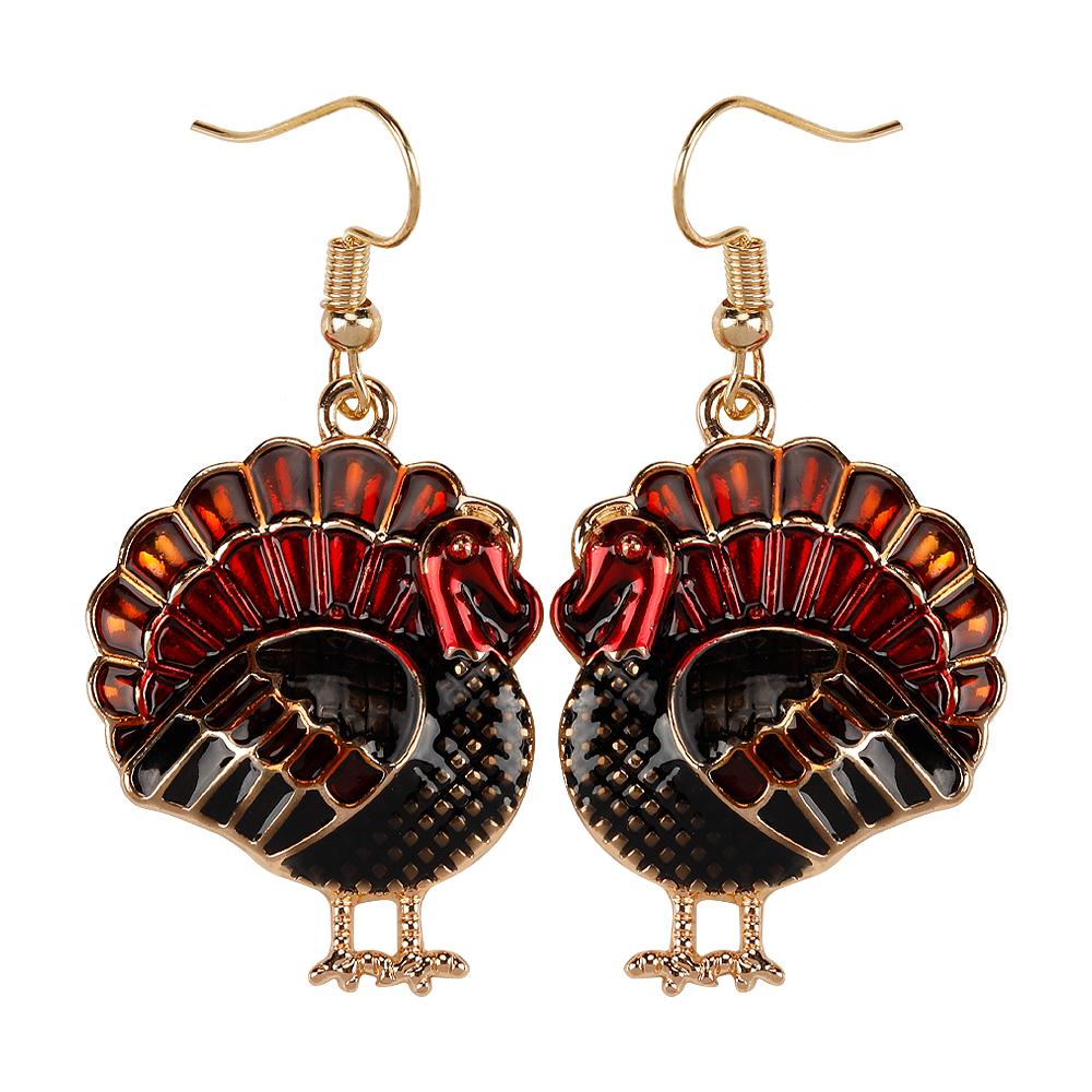 12 Styles Turkey Collection Drop Earrings Colorful Enamel Ear Stud For Women Gilrs Thanksgiving Day Party Jewelry Festival Gift