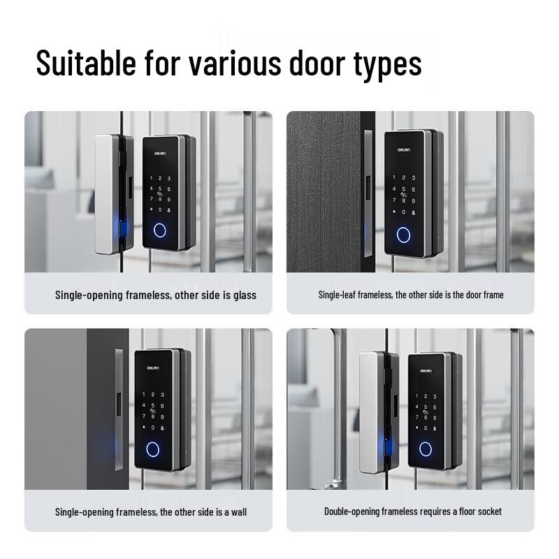 Deli AL100 Smart Fingerprint Glass Door Lock