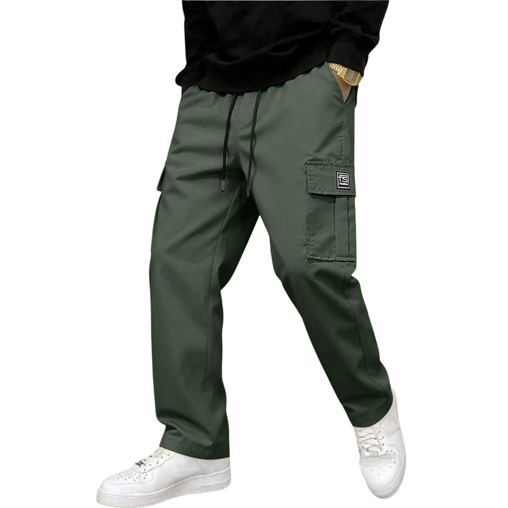 Herren Slim Fit Cargohose mit mehreren Taschen Gerades Bein Kordelzug Elastischer Bund für Lässige Tägliche Kleidung