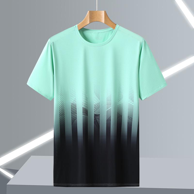 Men's Summer Gradual Round-neck T-shirt Plus Size Loose Casual Trend Short-Sleeve Quick-drying Comfortable Soft T-shirt