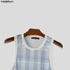 INCERUN Men Sleeveless Plaid Print Casual Sport Athletic Long Tank Tops Vest