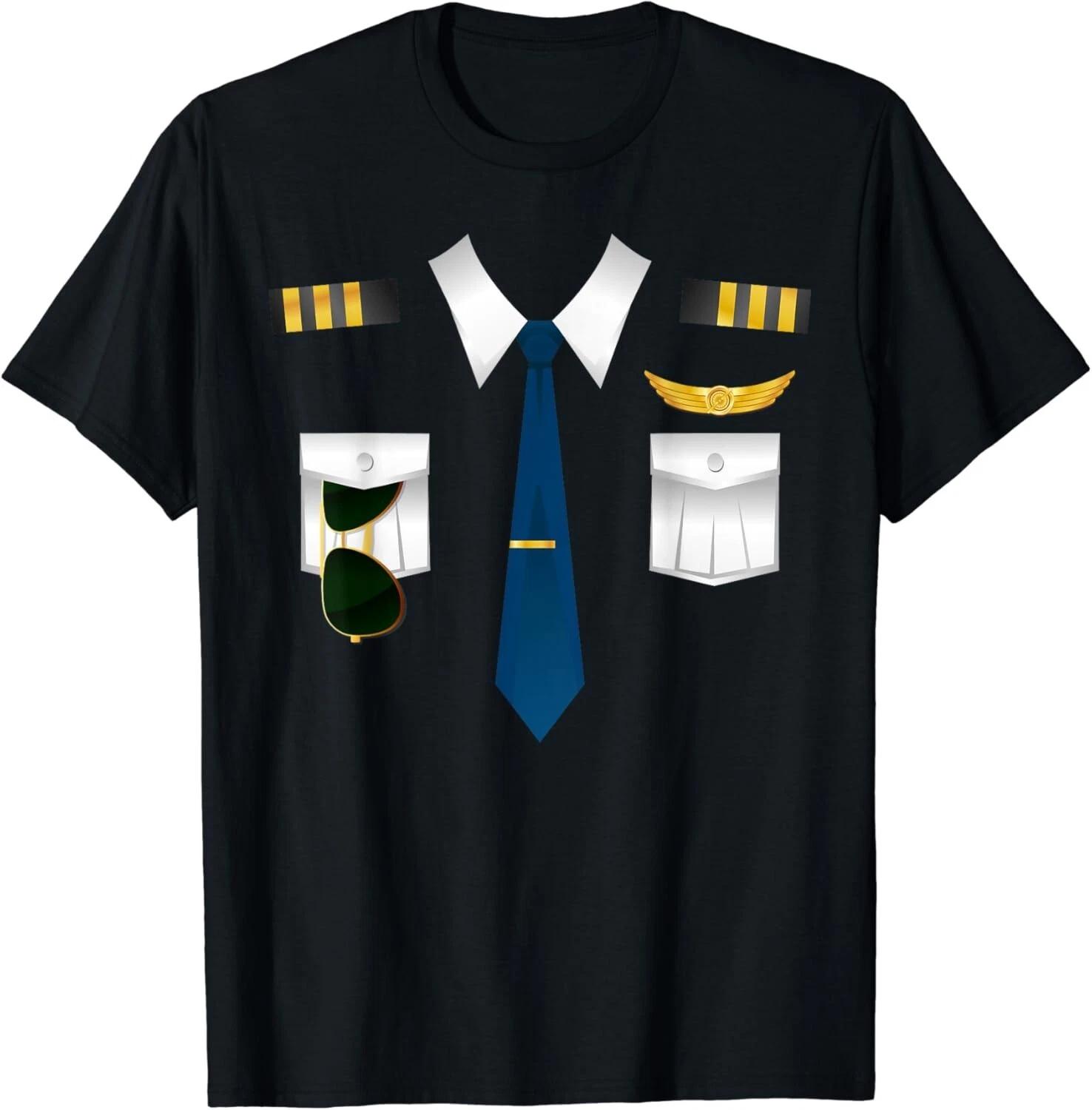 Pilot Uniform Costume Airplane Aviation Flying Airline Gift Unisex T-Shirt L