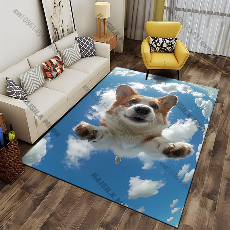 Happy dog with blue sky carpet Yoga living room room decor children s crawling mat doormat area rug games mat 40x60cm