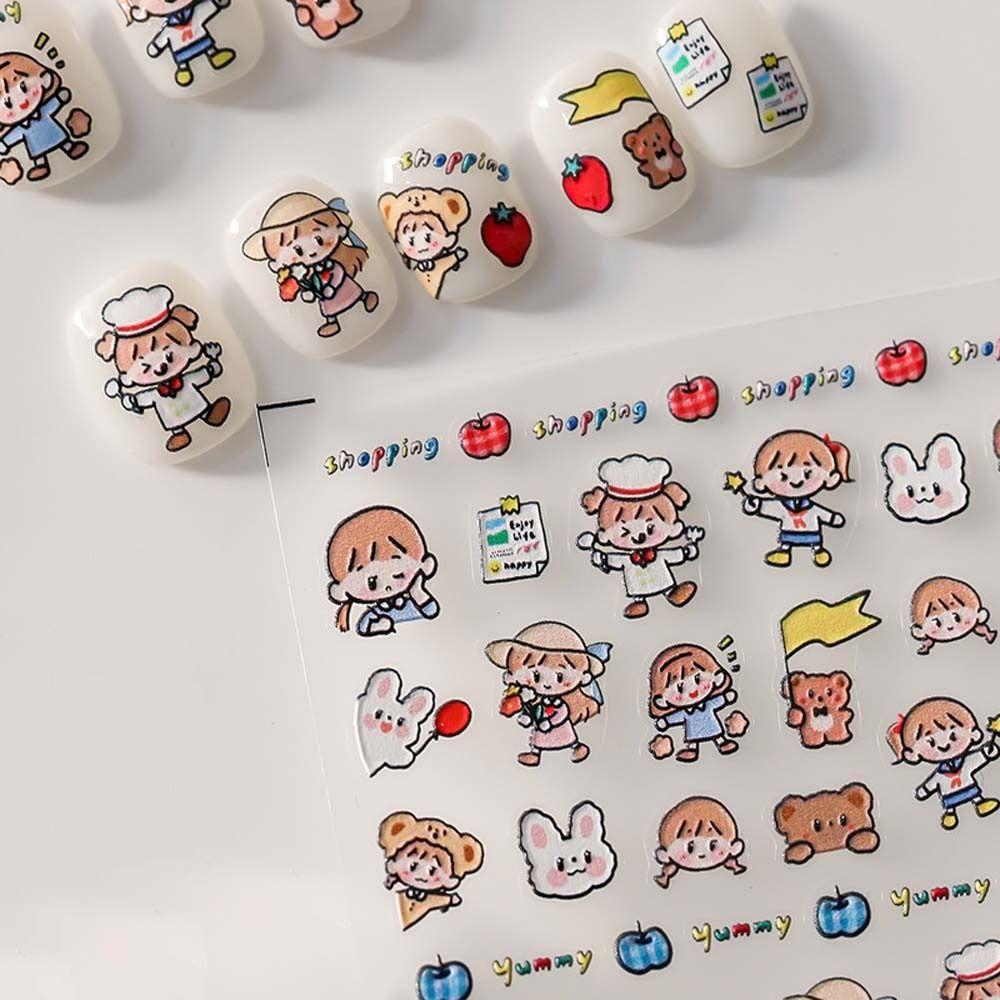 

Rabbits Nail Art Decorations Cartoon Nail Stickers Animals Nail Decals Flowers Nail Stickers J1