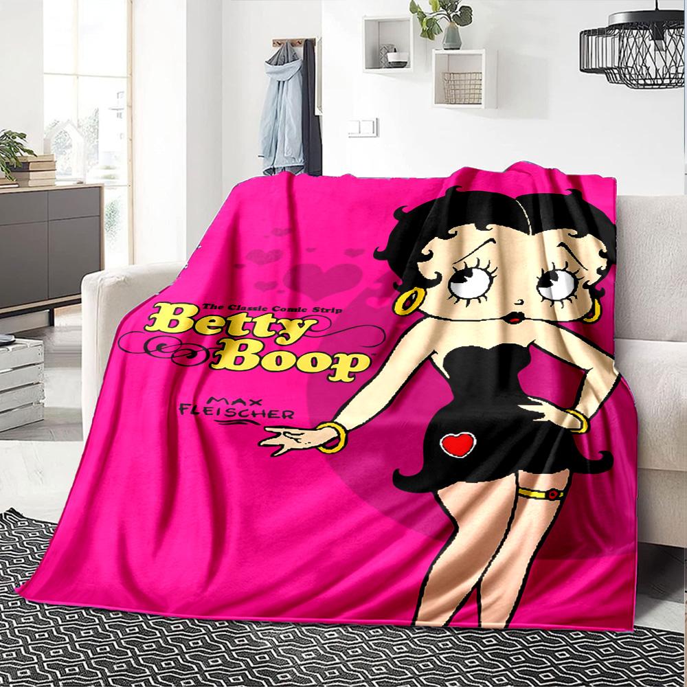 1pc Betty Boop Moon Flannel Blanket,Ultra Soft Warm Plush Throw for Home Bedroom Bed Sofa Cover Camping Picnic gift Y72430