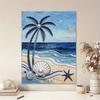 Frameless Pearl Painting DIY Kit Ocean Beach Palm Tree Seashell Starfish 3D Sparkling Bead Canvas Relaxing Creative Craft for Art Lovers