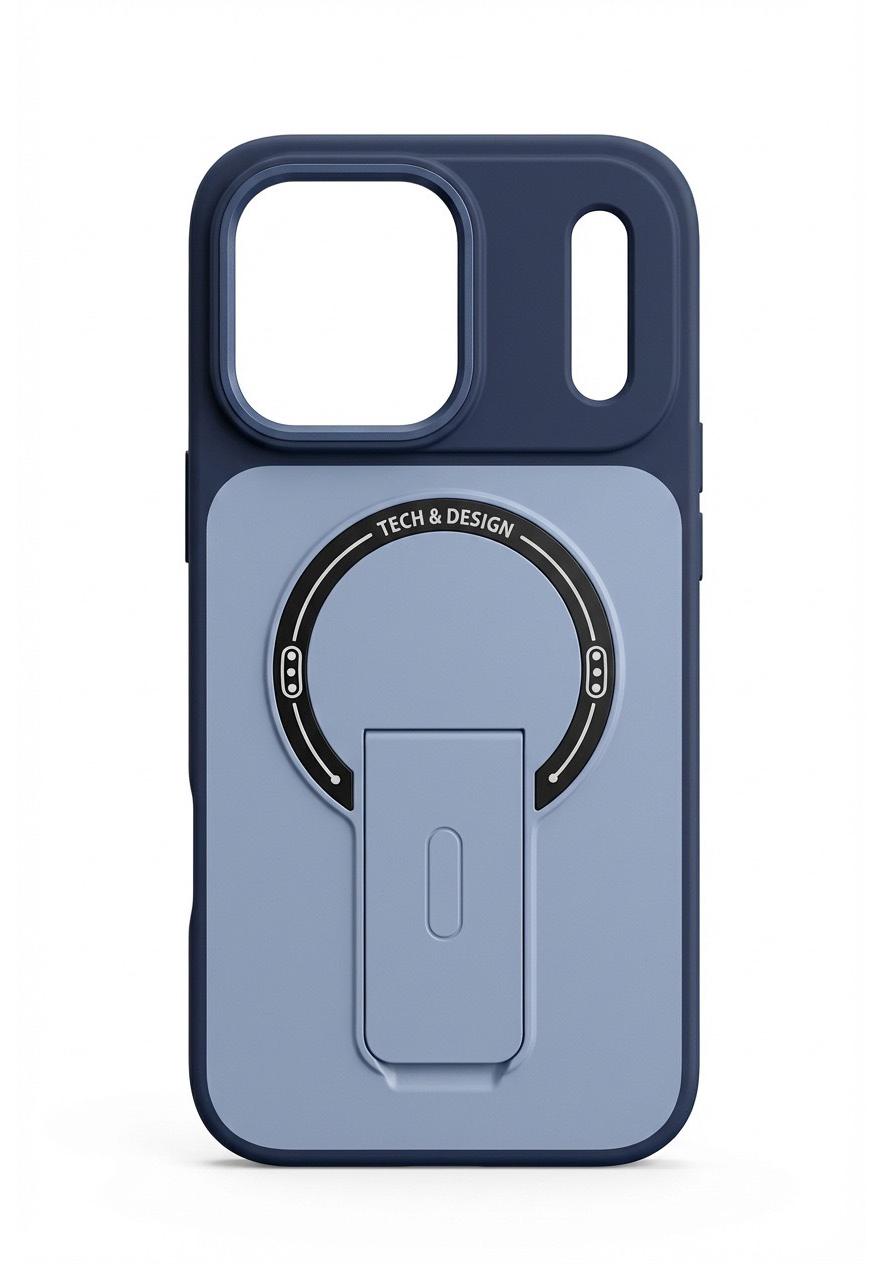 

iPhone 17 Pro Max Magnetic Folding Bracket Case with Invisible Stand 16 Pro Max синий