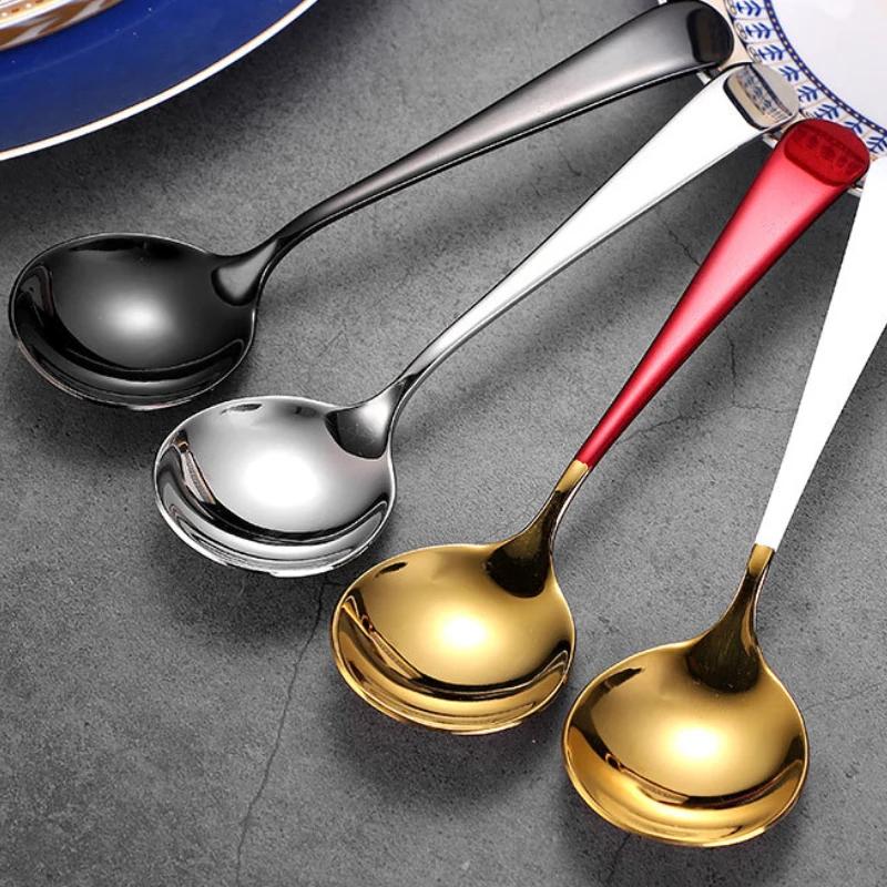 304 Stainless Steel Tea Ice Cream Dessert Spoon Dinner Teaspoon Coffee Soup Spoons Tableware Kitchen Accessories Dining Gifts