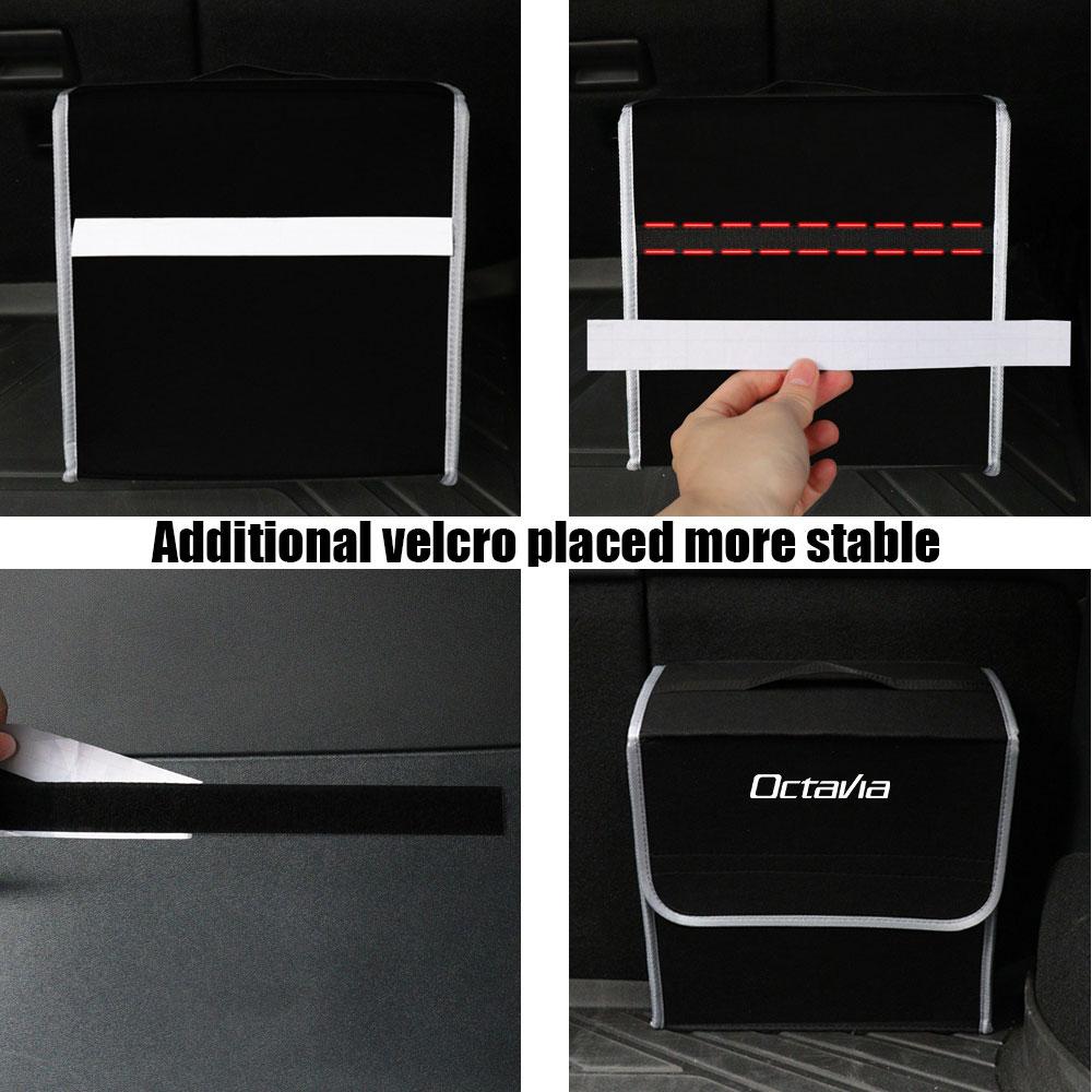 Car Trunk Organizer Box Soft Felt Storage Bag Folding Stowing Tidying Accessories For Skoda Rapid Kodiaq Fabia Kamiq Octavia S