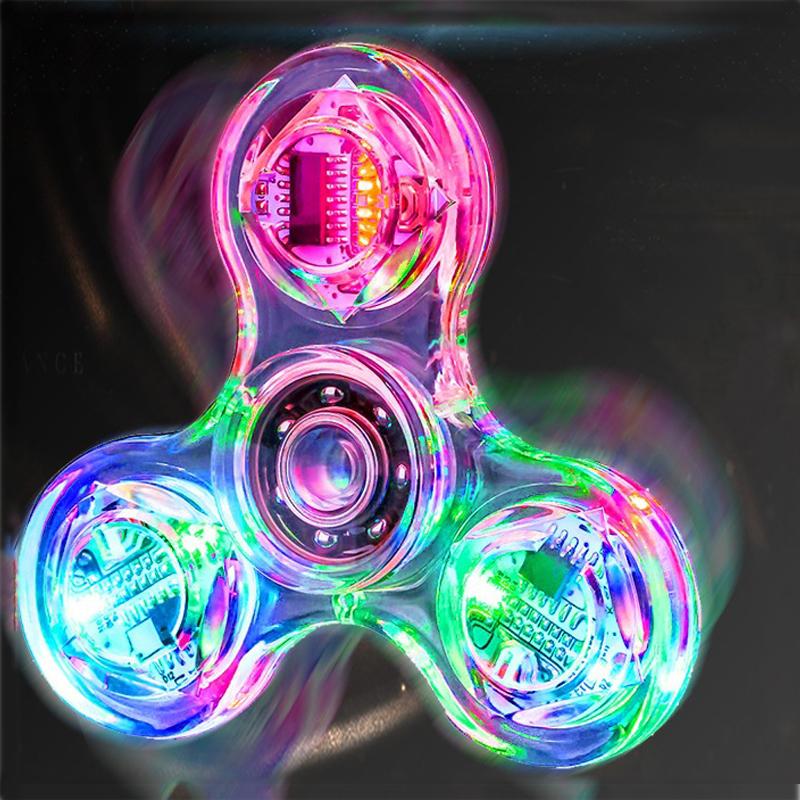 Crystal Luminous Fidget Spinner LED Light up Sensory Fidget Toys for Kids Adults ADHD Stress Anxiety Relief Toys Party Supplies