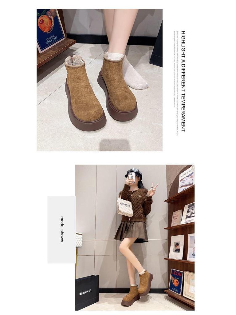 Women's Mary Jane Snow Boots - Plush, Thick-Sole, Height-Boosting, Non-Slip, Warm Winter Shoes for Petite Sizes.