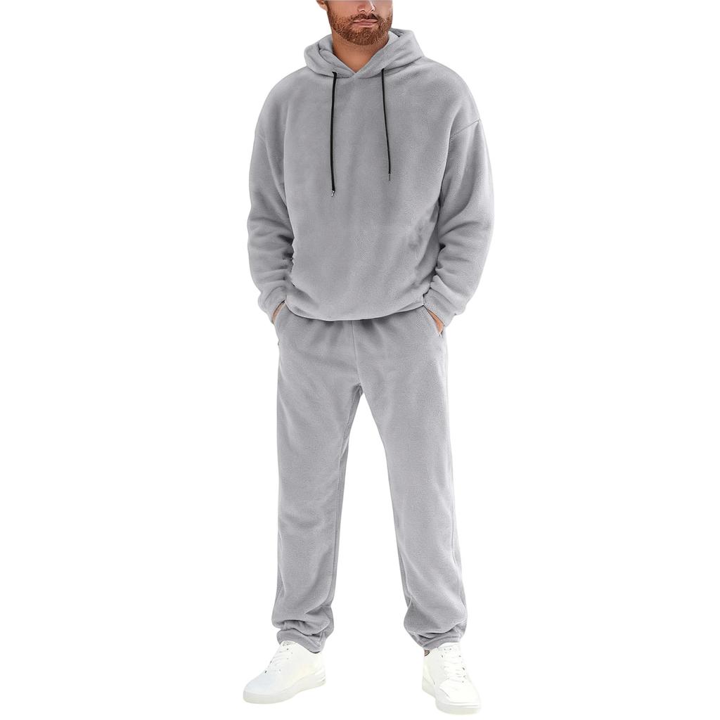 Men  Sports  Leisure  Keep  Warm  Hooded  Hood  Hoodie  Trousers  Set