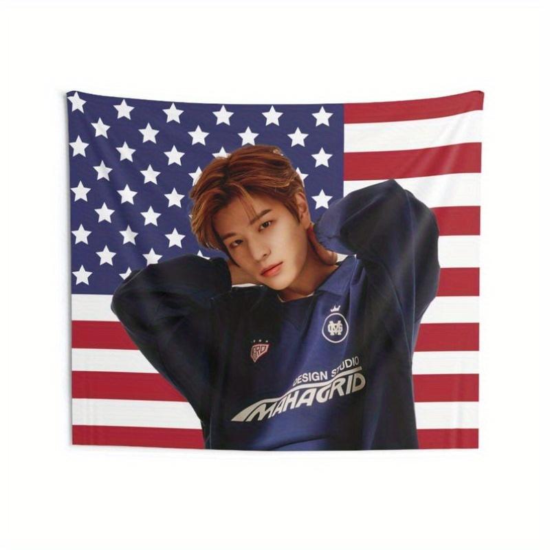 1PC SKZ Seungmin American Flag Tapestry Horizontal Orientation Ideal Kpop Home Wall Decor 74x94cm(29x37in)