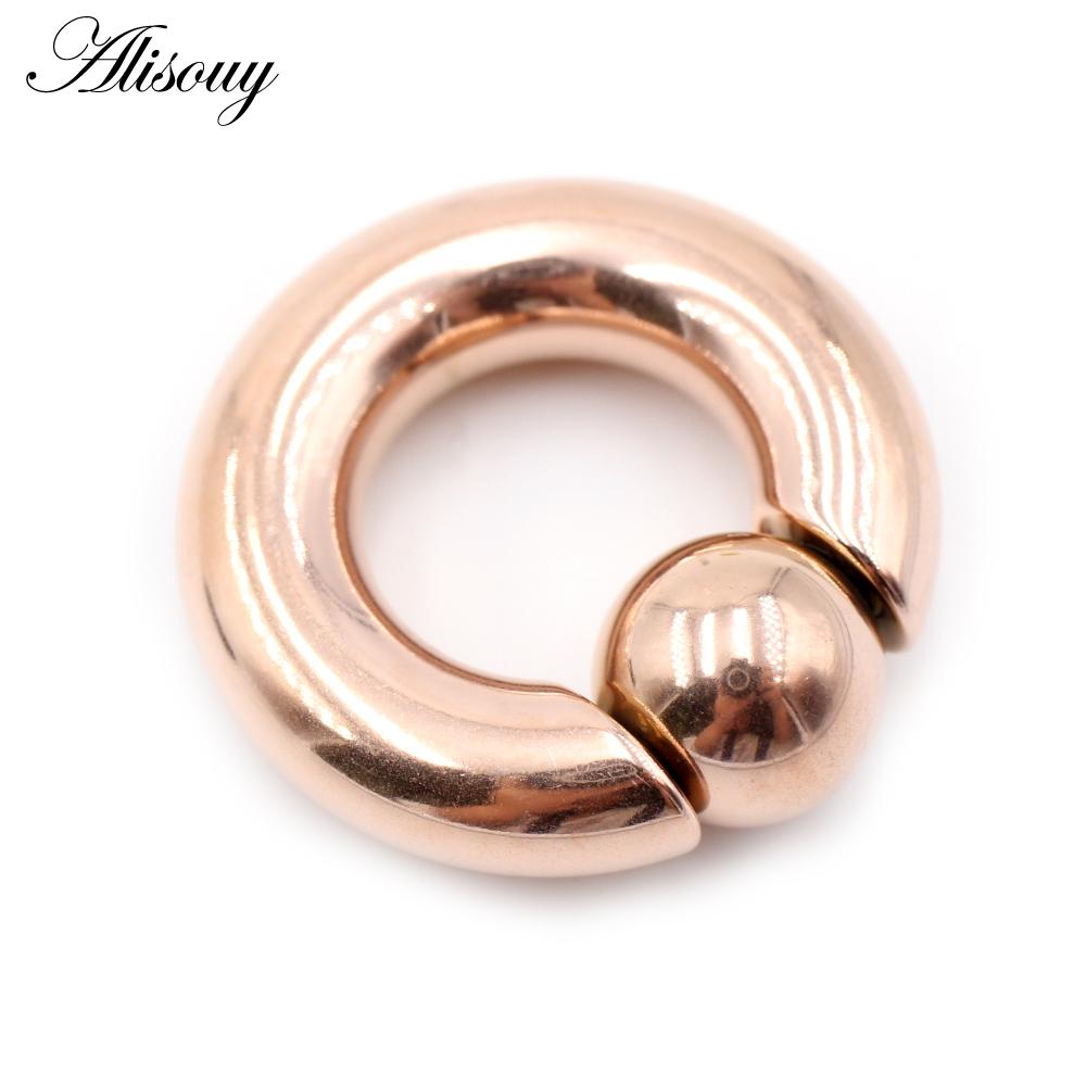 Alisouy 1pc Big Stainless Steel Captive Hoop BCR Eyebrow Tragus Closure Nipple Bar Lips Nose Rings Ear Piercing Body Jewelry