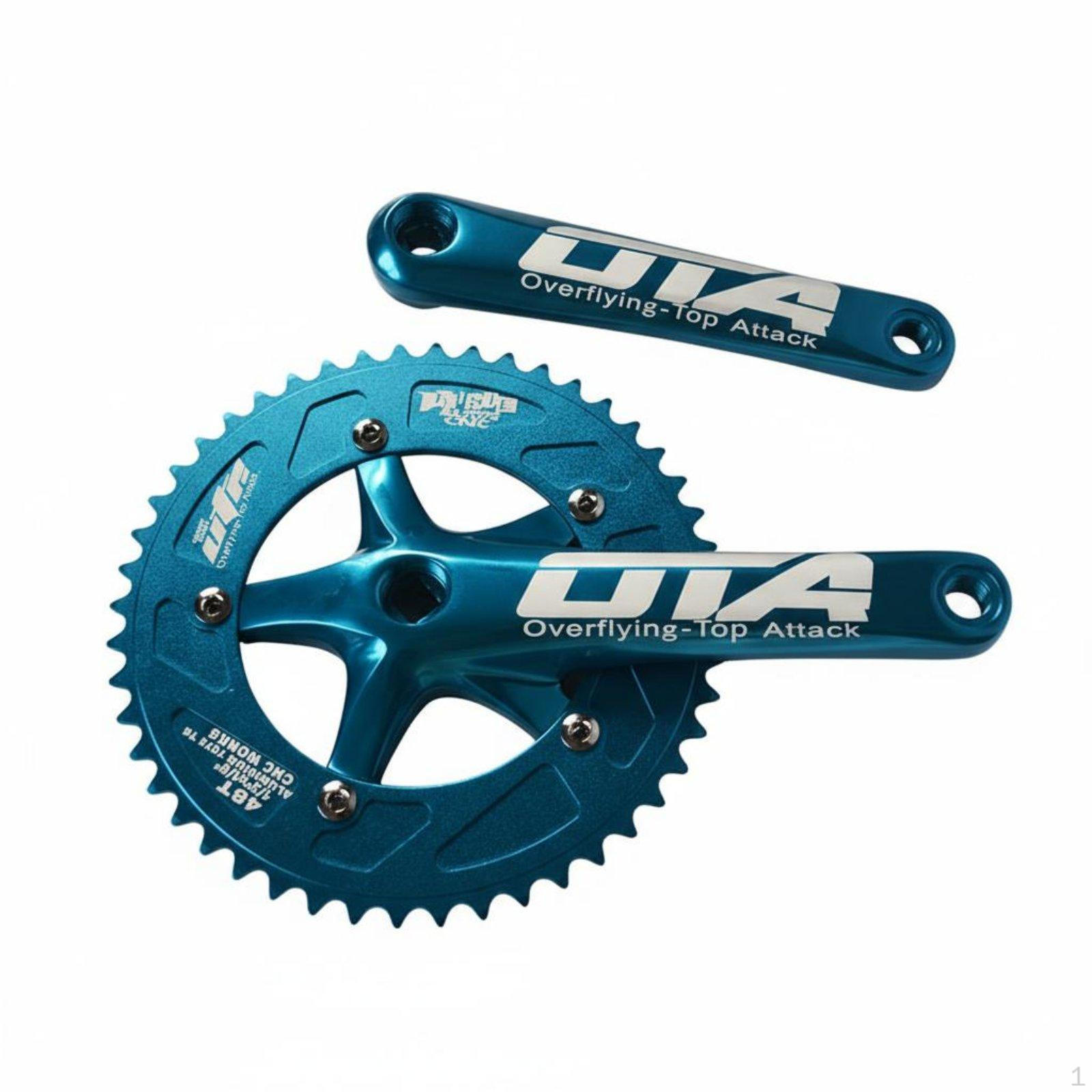 48T Kettenblatt Kurbelgarnitur Aluminiumlegierung Singlespeed Fahrradkomponente Retro blau