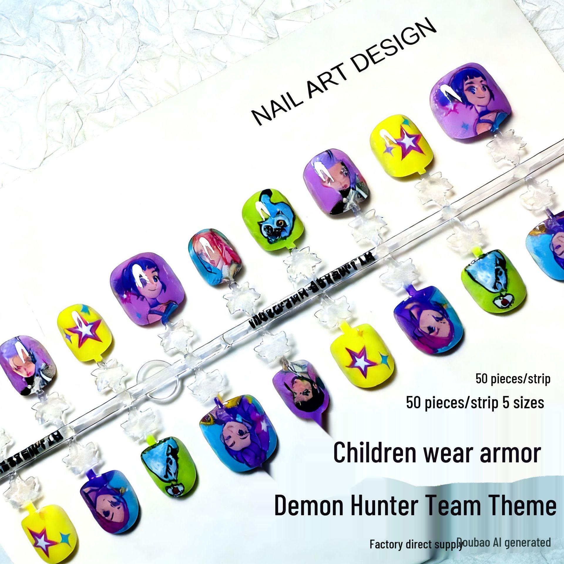 Demon Slayer Corps Wearable Nail Tips - Children s Cartoon Game Colored Nail Strips
