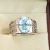 Aquamarine Oval Cut Gemstone With 925 Sterling Silver Ring For Men's #A749 JL375659079154