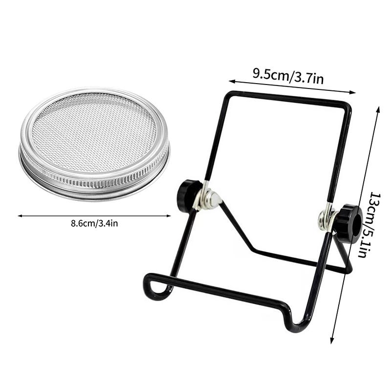 86Mm Wide Mouth Sprouting Jar Plastic Bean Sprouting Cap Seedling Tray With Stainless Steel Screen Mesh Cover Sprout Maker