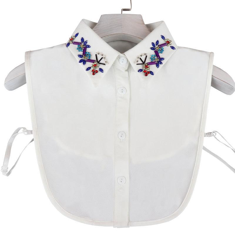 Fashion White Shirt False Collar for Women Fake Collar Decoration Lapel Blouse Top Female Detachable Collar Lapel Button