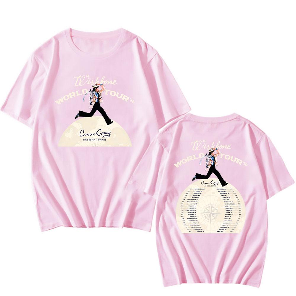 Wishbone World Tour 2026 Koszulki CONAN GRAY Modna Koszulka Krótki Rękaw Luźna Bawełniana Koszulka Streetwear Unisex Koszulki