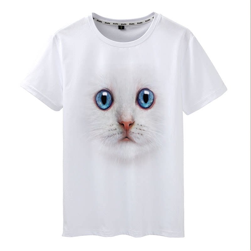 2026 Summer Cute Cat  Black and White Japanesestyle Doting Owners Orange Cat Cat Student ShortSleeved TShirt