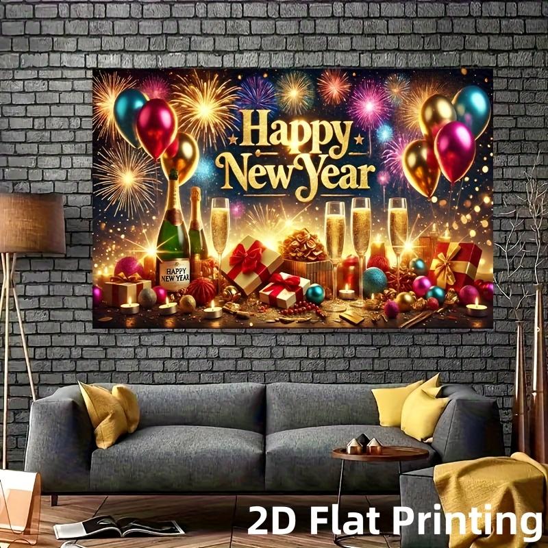 1Pcs Banner Polyester Happy New Year Decoration Background Winter Backdrop Decorations For Photo Studio Photo Booth Christmas