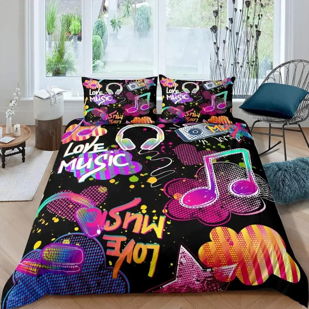 Rock Music Electric Guitar Punk Style Hip Hop Bedding Set Bedroom Soft Modern Bedspreads Comefortable Duvet Cover Pillowcase