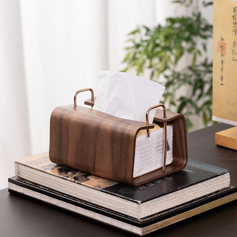 Retro Solid Wood Tissue Box Decoration Home Tearoom Coffee Table Paper Towel Box Ornaments Hotel Office Napkin Paper Box Crafts