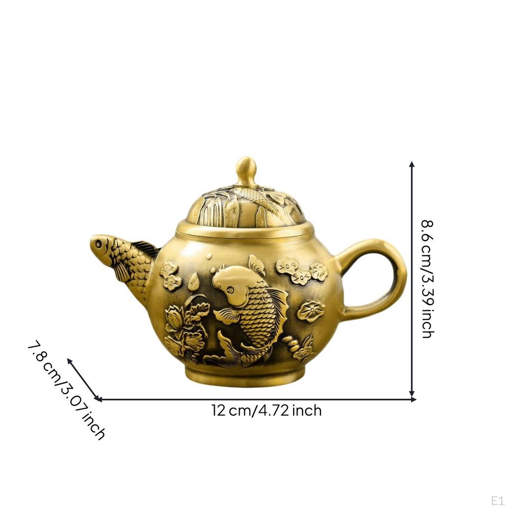 Miniature Teapot with Lid Toned Brass Collector Quality Ornament for Collectors, Tea Lovers