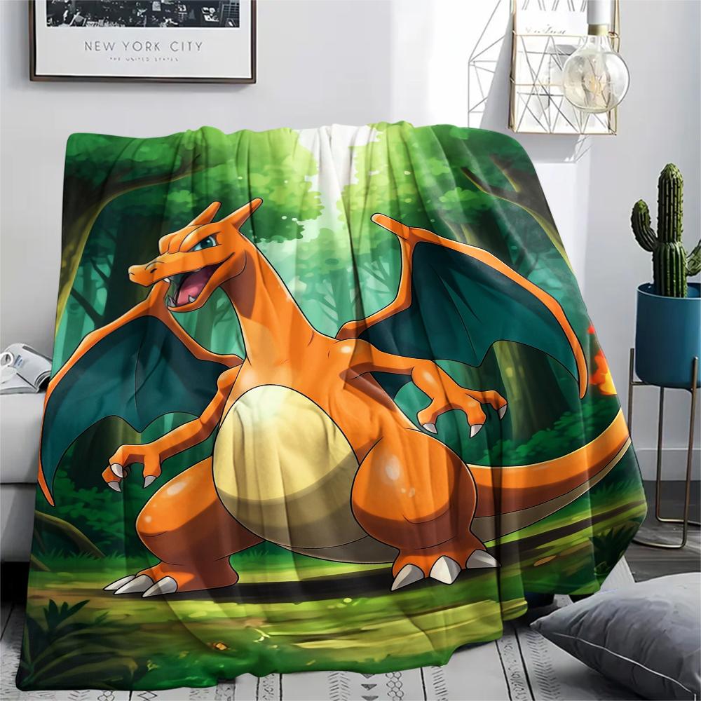 Charmander pattern Flannel Blanket, High quality Comfortable for All Seasons, Home Decor, Warmth and Comfort, Perfect for Gifts.
