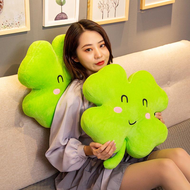 Creative Lucky Clover Four-Leaf Clover Throw Pillow Plush Toy Flower Doll Sofa Cushion For Girlfriend Birthday Gift