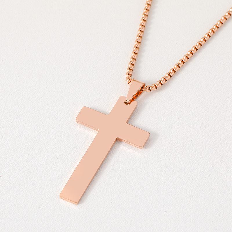 Stainless Steel Pearl Chain Necklace: Simple European & American Style, Cross Design, Ideal as a Festival Gift