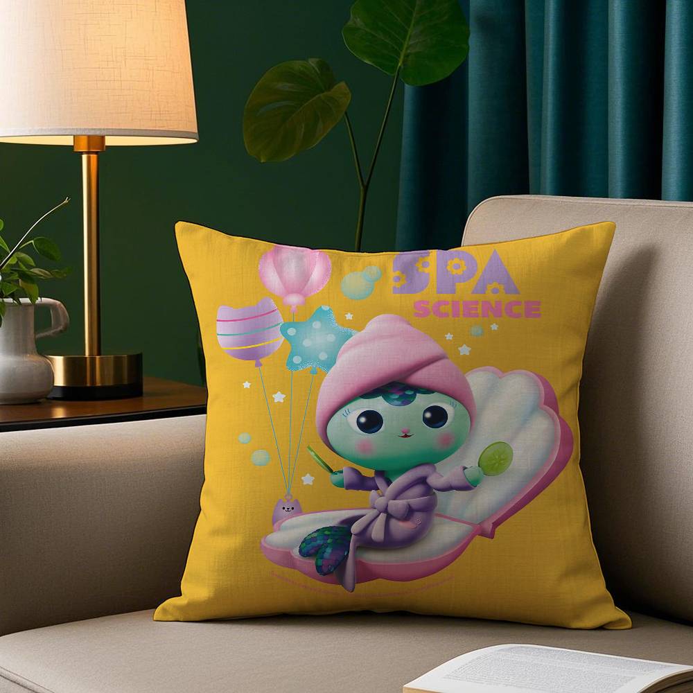 

Kids Gabbys Dollhouse Gabby Cats Pillow Case Short Plush Print Cushion Cover Square Throw Pillow Covers Sofa Home Decor 12x12Inch