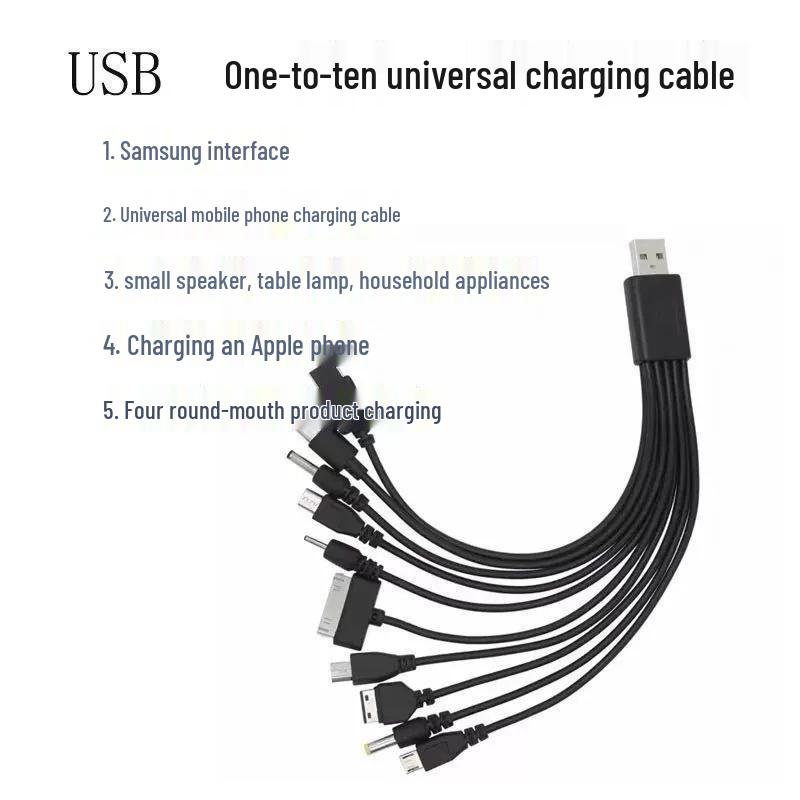 10-in-1 USB Multi-Geräte Ladekabel mit Rundkopf und Typ-C-Kompatibilität