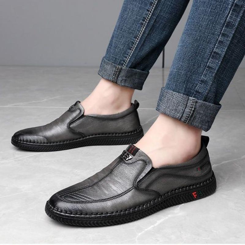 Summer men's leather shoes breathable sports soft sole one pedal trend versatile men's shoes